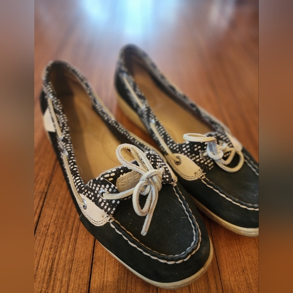 Sperry Women's Black and White Boat Shoes - Picture 1 of 1